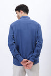 Blue Lightweight Gauze Button-Up