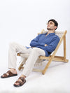 Blue Lightweight Gauze Button-Up