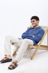 Blue Lightweight Gauze Button-Up