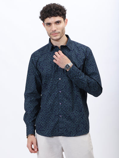 Azure Paisley Cotton Shirt