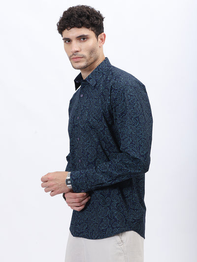Azure Paisley Cotton Shirt