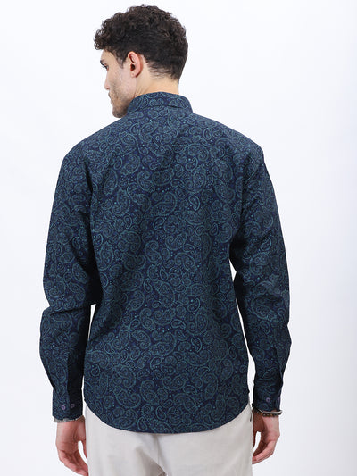 Azure Paisley Cotton Shirt