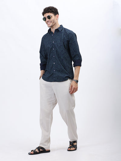 Azure Paisley Cotton Shirt