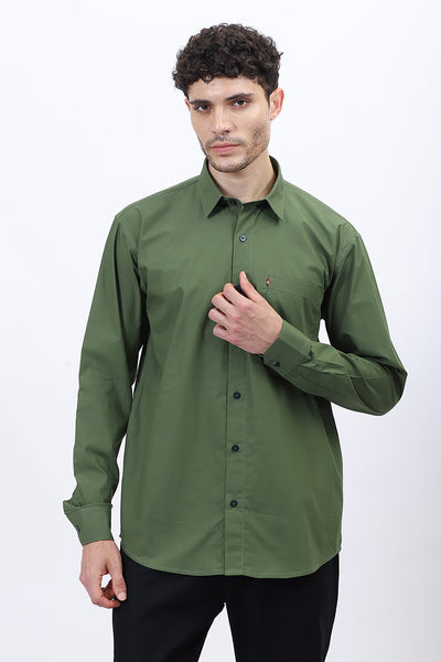 Men's Green Cotton Poplin Shirt