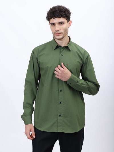 Men's Green Cotton Poplin Shirt