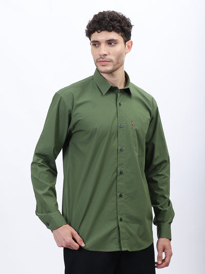 Men's Green Cotton Poplin Shirt