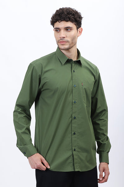 Men's Green Cotton Poplin Shirt