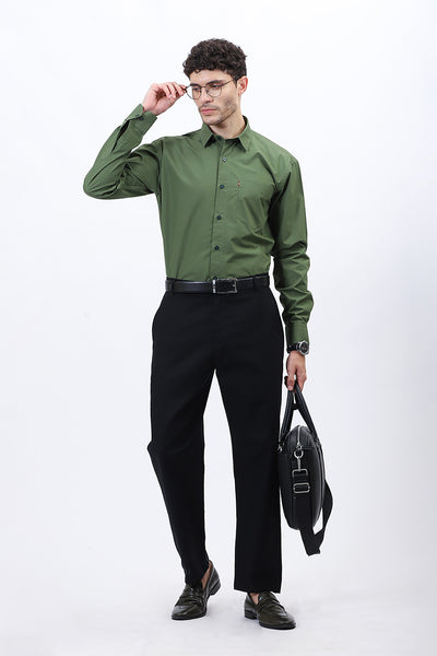 Men's Green Cotton Poplin Shirt