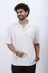 Men's Beige Stripe Drop Shoulder Shirt