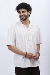 Men's Beige Stripe Drop Shoulder Shirt