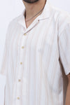 Men's Beige Stripe Drop Shoulder Shirt