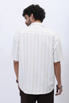 Men's Beige Stripe Drop Shoulder Shirt