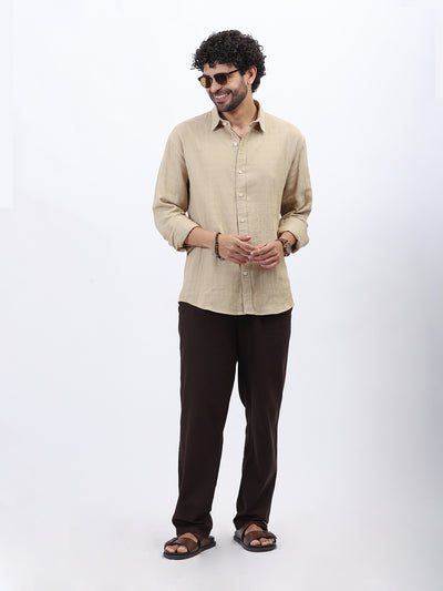Beige Lightweight Gauze Button-Up