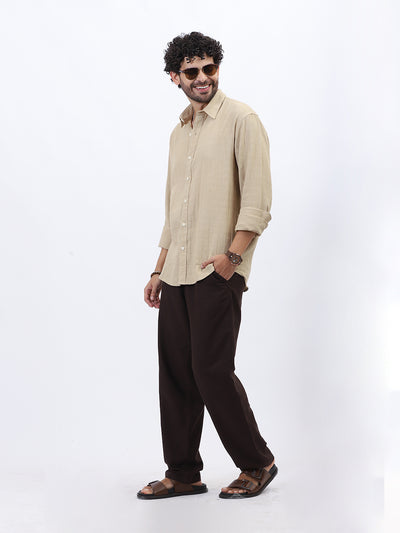 Beige Lightweight Gauze Button-Up