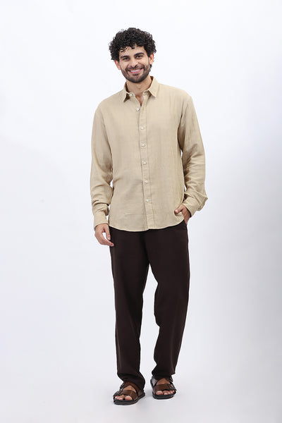 Beige Lightweight Gauze Button-Up