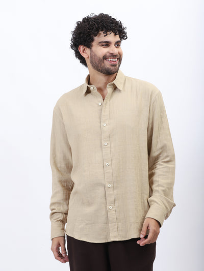 Beige Lightweight Gauze Button-Up