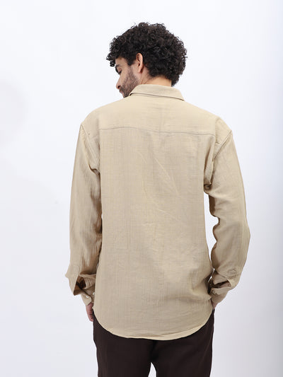 Beige Lightweight Gauze Button-Up