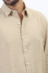 Beige Lightweight Gauze Button-Up
