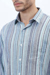 Sky Gray Multi-Stripe Linen Shirt