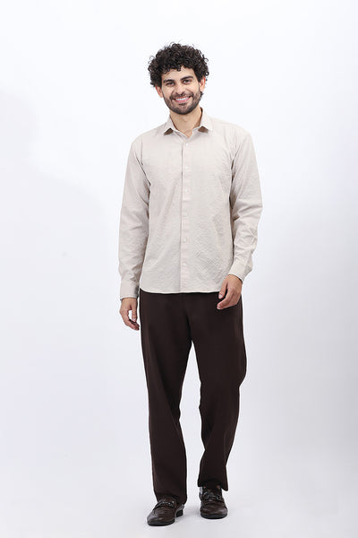 Textured Casual Shirt in Neutral Beige