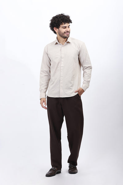 Textured Casual Shirt in Neutral Beige