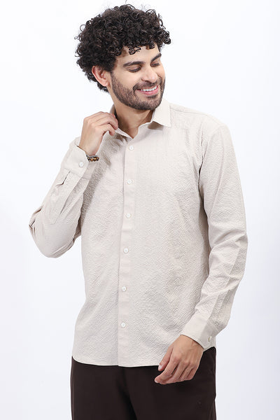 Textured Casual Shirt in Neutral Beige
