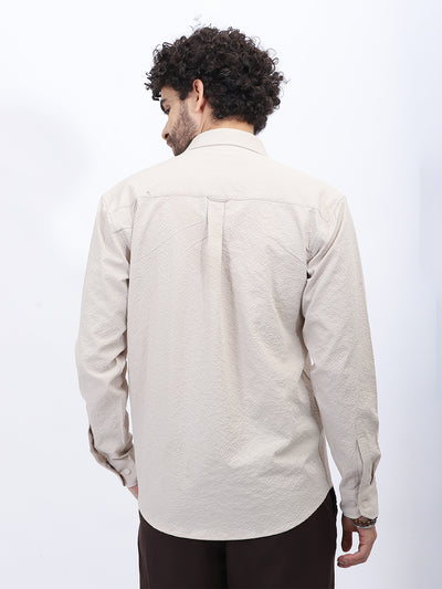 Textured Casual Shirt in Neutral Beige