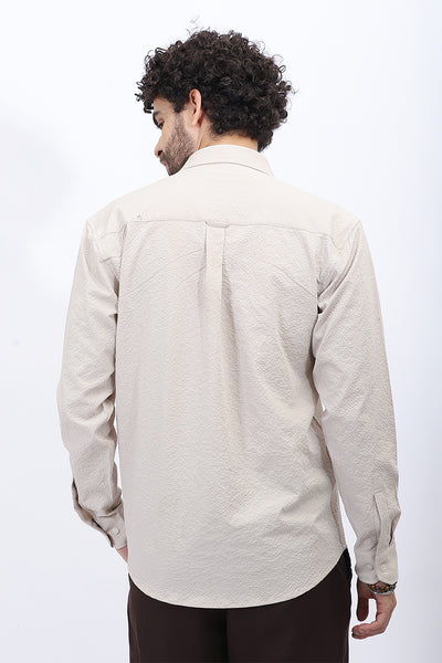 Textured Casual Shirt in Neutral Beige