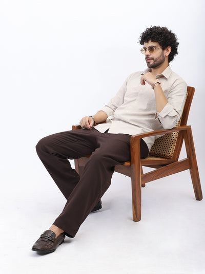 Textured Casual Shirt in Neutral Beige
