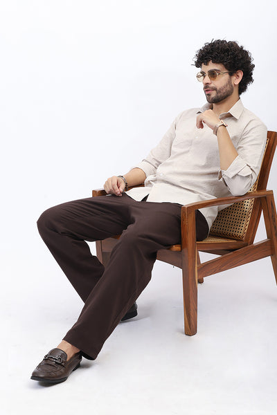 Textured Casual Shirt in Neutral Beige