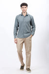 Textured Casual Shirt in Olive Green