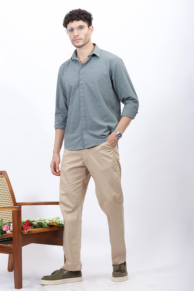 Textured Casual Shirt in Olive Green