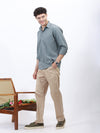 Textured Casual Shirt in Olive Green