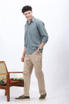 Textured Casual Shirt in Olive Green