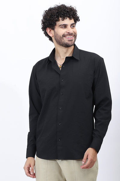Textured Casual Shirt in Black