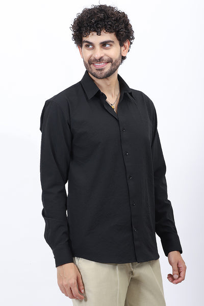 Textured Casual Shirt in Black