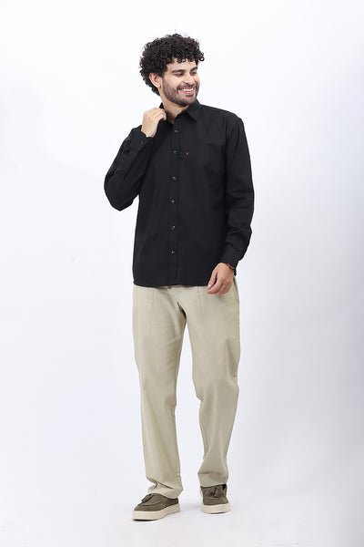 Black Dobby Textured Shirt