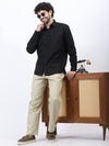 Black Dobby Textured Shirt