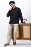 Black Dobby Textured Shirt