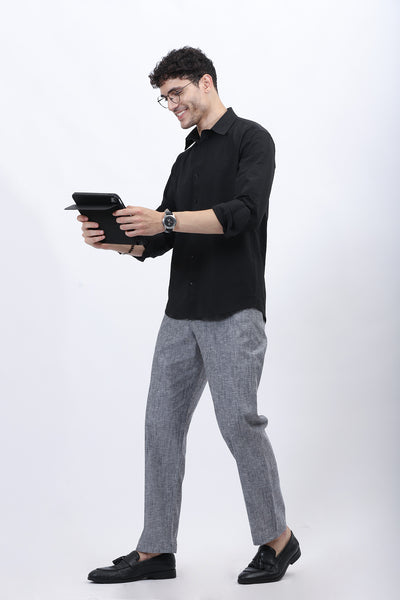 REGULAR FIT FIT LINEN TROUSER