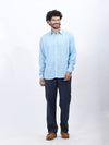 Light Blue Cotton Linen Formal Shirt