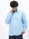 Light Blue Cotton Linen Formal Shirt