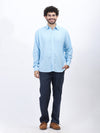 Light Blue Cotton Linen Formal Shirt