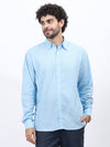 Light Blue Cotton Linen Formal Shirt