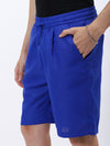 Men’s Royal Blue Linen Slub Shorts – Regular Fit