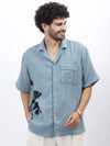 Wrinkled Crepe Flower Print Shirt