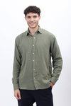 Olive Green Lightweight Gauze Button-Up