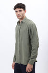 Olive Green Lightweight Gauze Button-Up