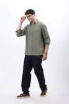 Olive Green Lightweight Gauze Button-Up