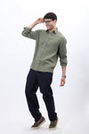 Olive Green Lightweight Gauze Button-Up